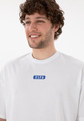 Erkek Oversize Fit Bisiklet Yaka Beyaz Tişört - 50305923017