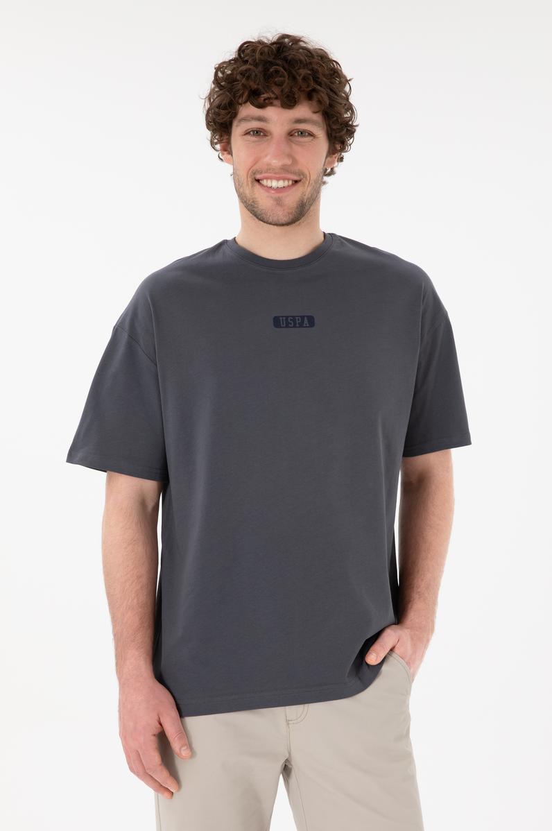 Erkek Oversize Fit Bisiklet Yaka Antrasit Tişört