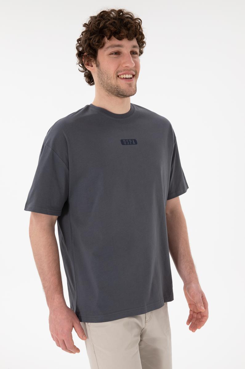 Erkek Oversize Fit Bisiklet Yaka Antrasit Tişört