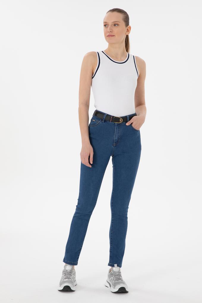 Kadın Mavi Toothpick Fit Jean Pantolon