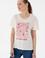 Kadın Krem Desenli Bisiklet Yaka Tişört