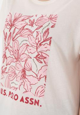 Kadın Krem Desenli Bisiklet Yaka Tişört - 50299765021