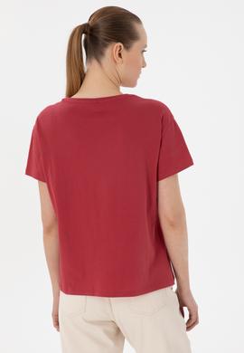 Kadın Vişne Desenli Bisiklet Yaka Tişört - 50299765032