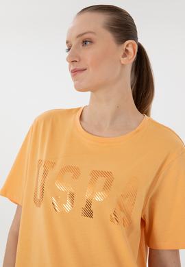 Kadın Turuncu Bisiklet Yaka Basic Tişört - 50300850105