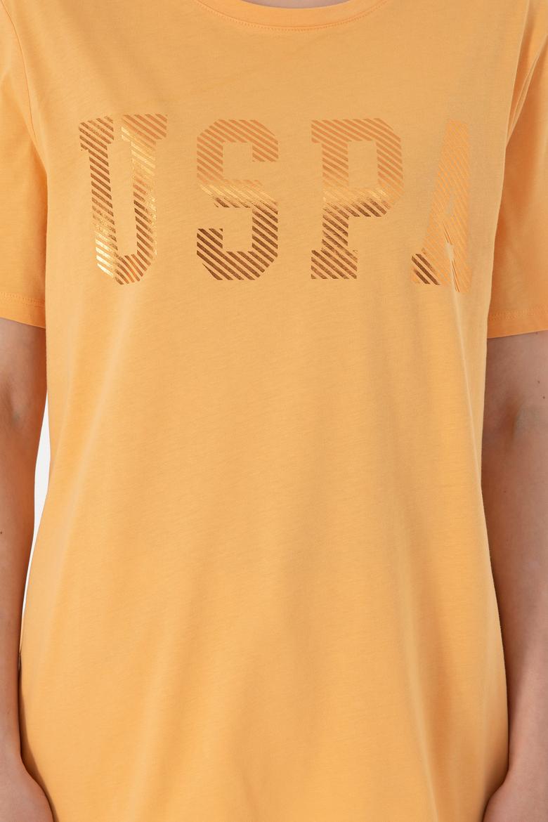 Kadın Turuncu Bisiklet Yaka Basic Tişört - 50300850105