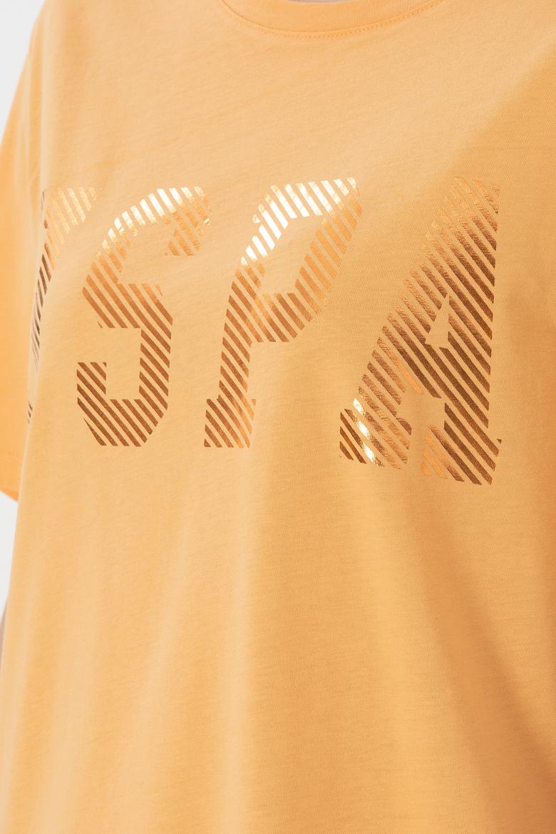 Kadın Turuncu Bisiklet Yaka Basic Tişört - 50300850105