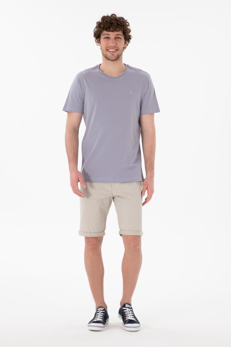 Erkek Regular Fit Bisiklet Yaka Gri Basic Tişört - 50305924071