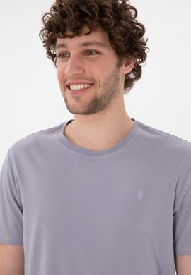 Erkek Regular Fit Bisiklet Yaka Gri Basic Tişört - 50305924071