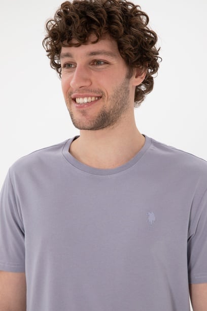 Erkek Regular Fit Bisiklet Yaka Gri Basic Tişört