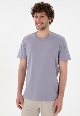 Erkek Regular Fit Bisiklet Yaka Gri Basic Tişört - 50305924071