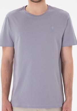 Erkek Regular Fit Bisiklet Yaka Gri Basic Tişört - 50305924071