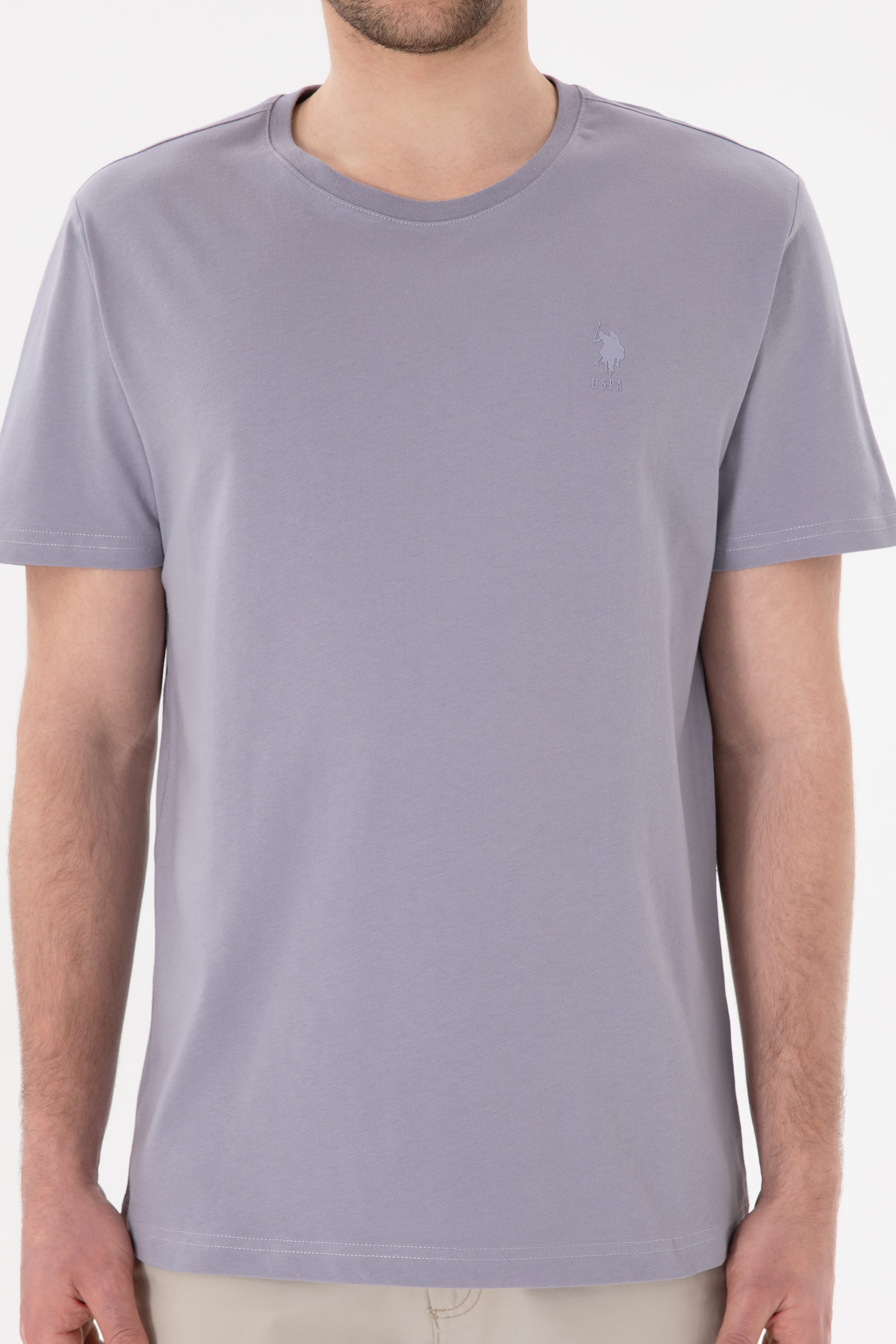 Erkek Regular Fit Bisiklet Yaka Gri Basic Tişört - Image 7