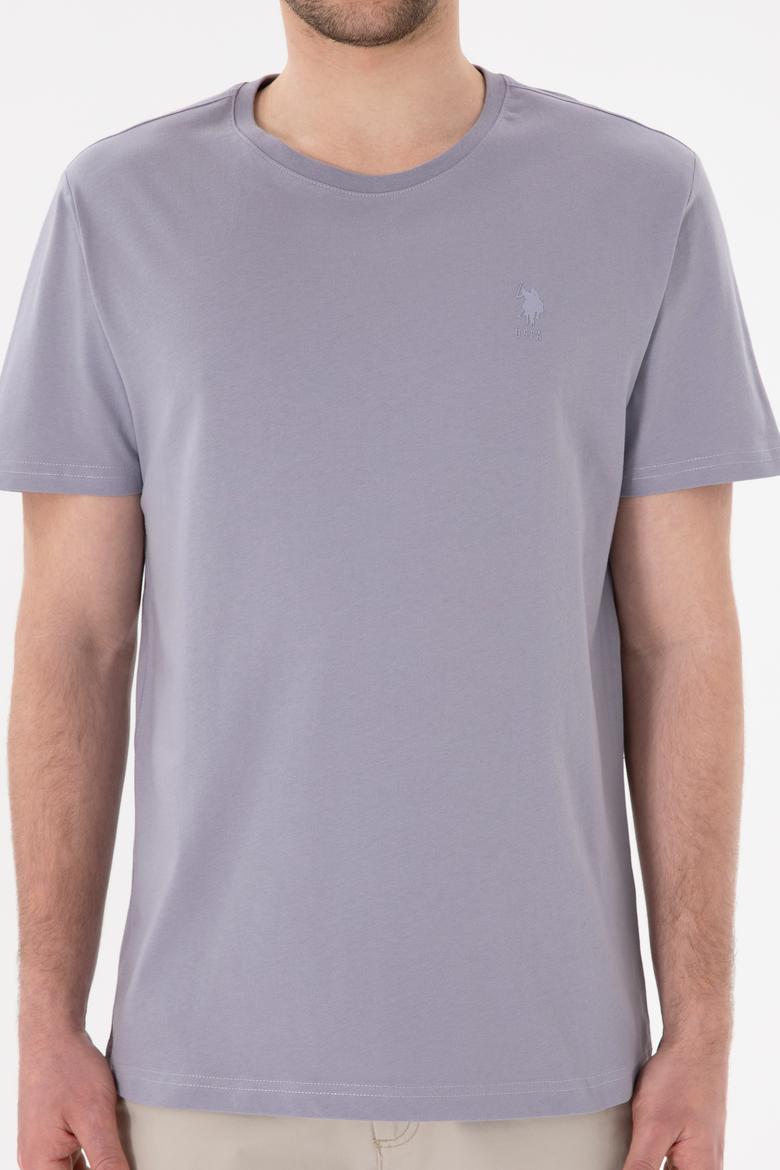 Erkek Regular Fit Bisiklet Yaka Gri Basic Tişört - 50305924071