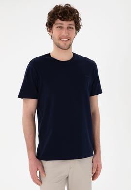 Erkek Regular Fit Bisiklet Yaka Lacivert Basic Tişört - 50305928028