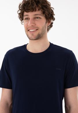 Erkek Regular Fit Bisiklet Yaka Lacivert Basic Tişört - 50305928028