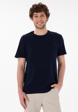 Erkek Regular Fit Bisiklet Yaka Lacivert Basic Tişört - 50305928028