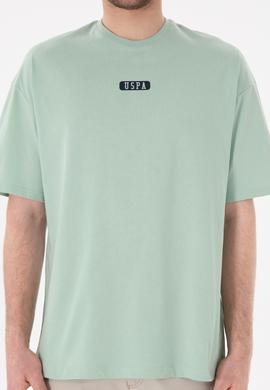 Erkek Oversize Fit Bisiklet Yaka Su Yeşili Tişört - 50305923077