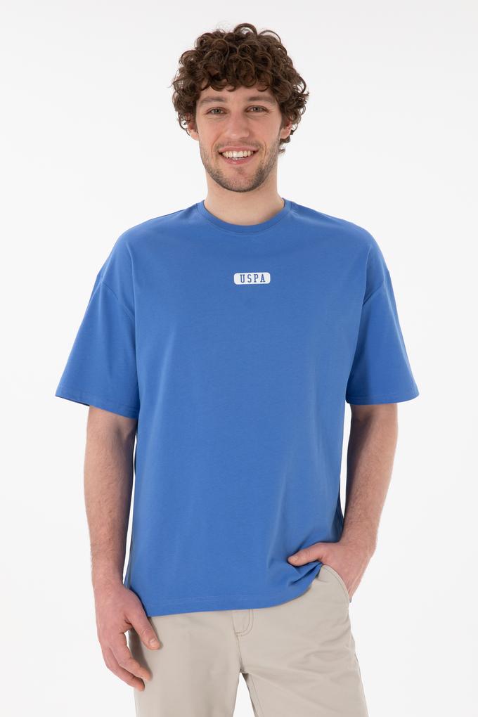 Erkek Oversize Fit Bisiklet Yaka İndigo Tişört