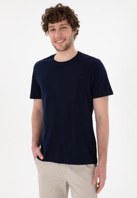 Erkek Regular Fit Bisiklet Yaka Lacivert Basic Tişört - 50305928028