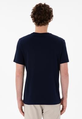 Erkek Regular Fit Bisiklet Yaka Lacivert Basic Tişört - 50305928028