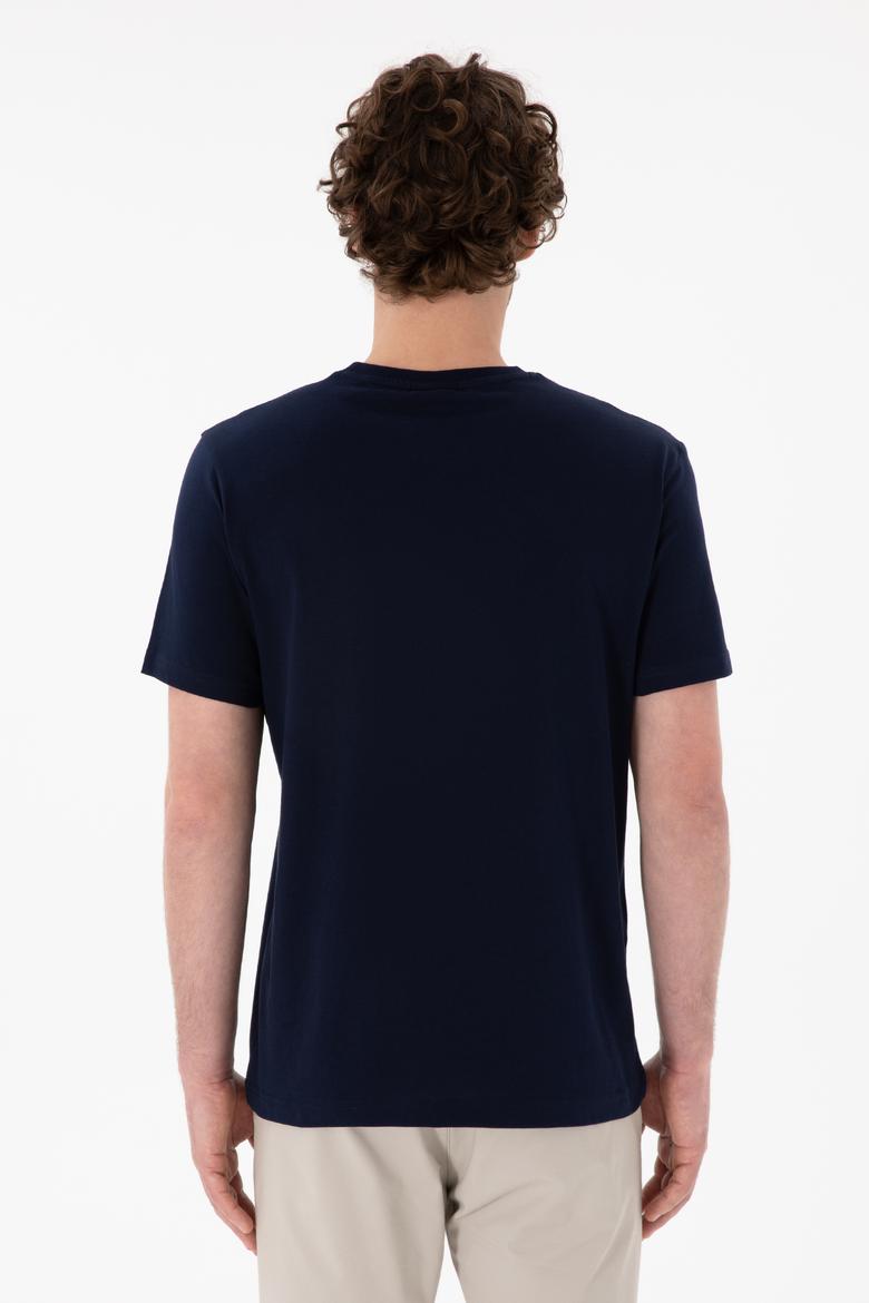 Erkek Regular Fit Bisiklet Yaka Lacivert Basic Tişört - 50305928028