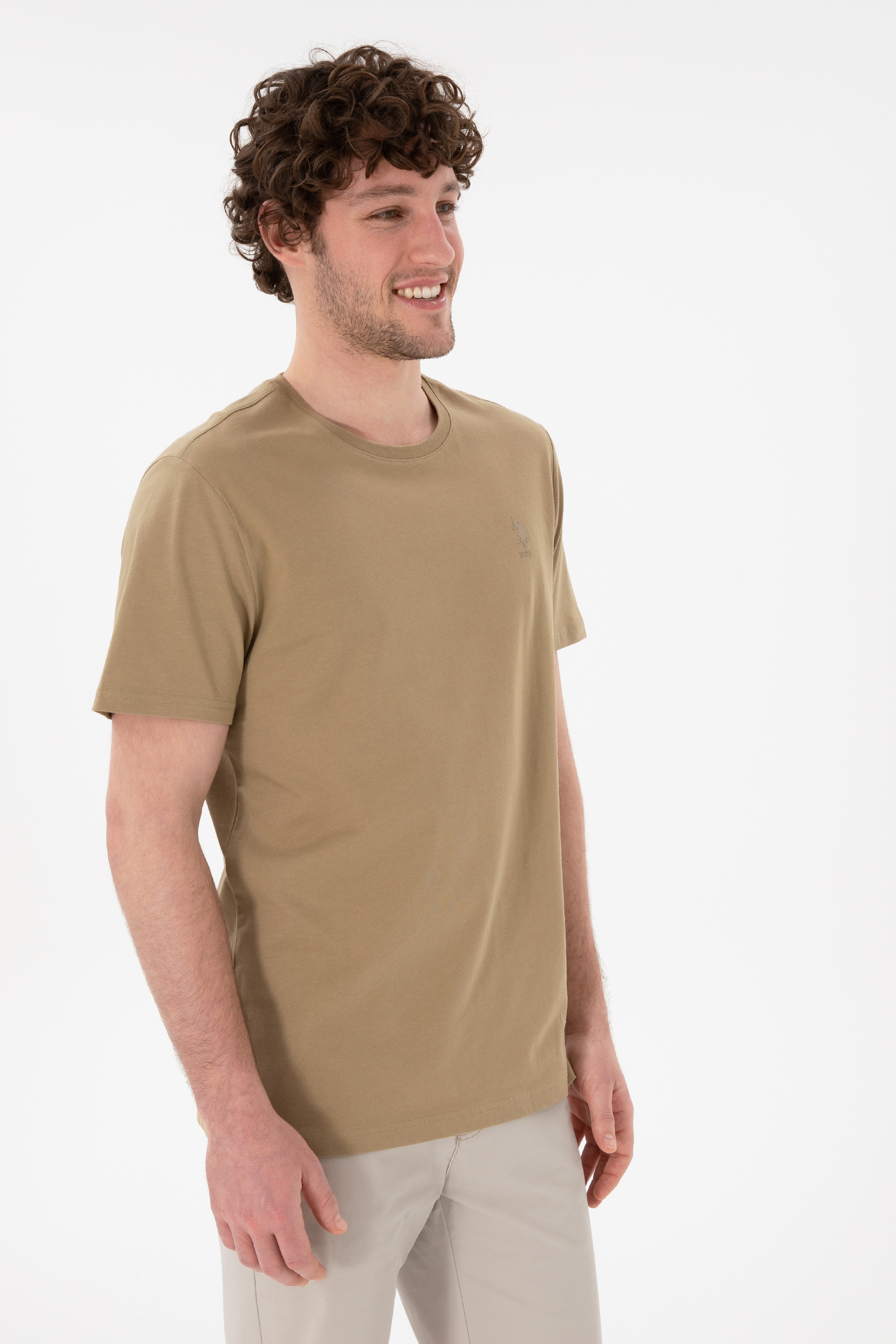 Erkek Regular Fit Bisiklet Yaka Gri Basic Tişört - Image 2