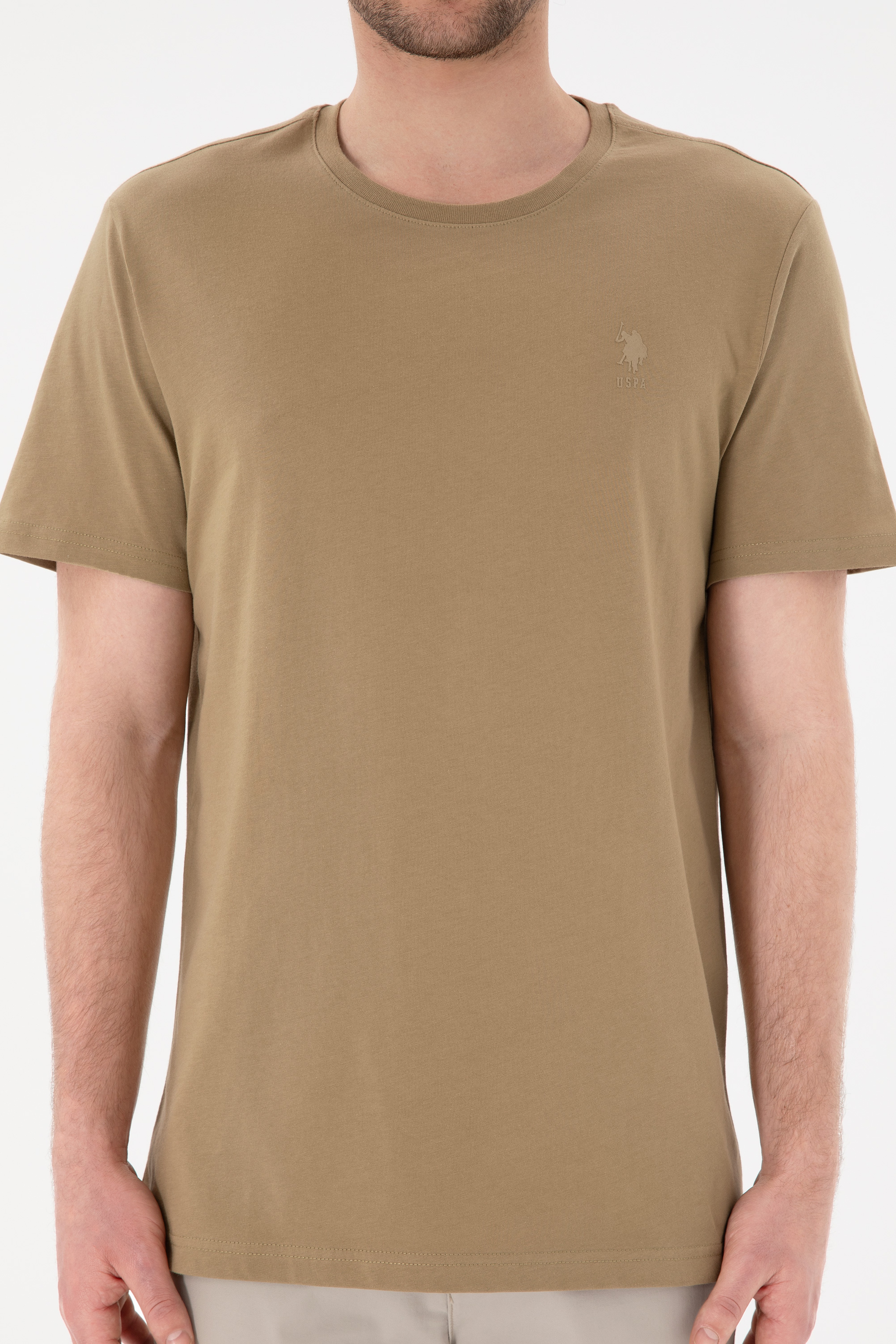 Erkek Regular Fit Bisiklet Yaka Gri Basic Tişört