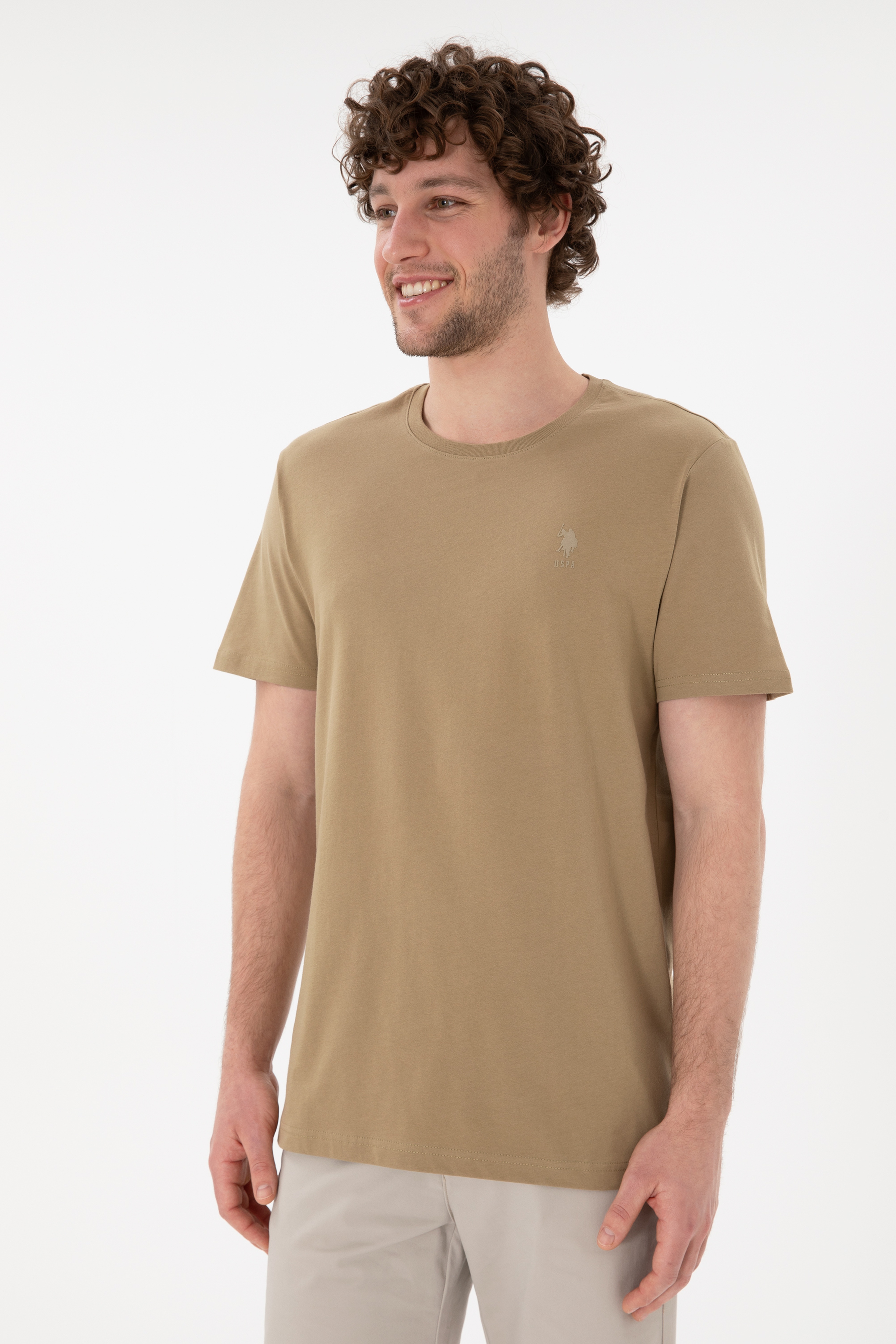 Erkek Regular Fit Bisiklet Yaka Gri Basic Tişört