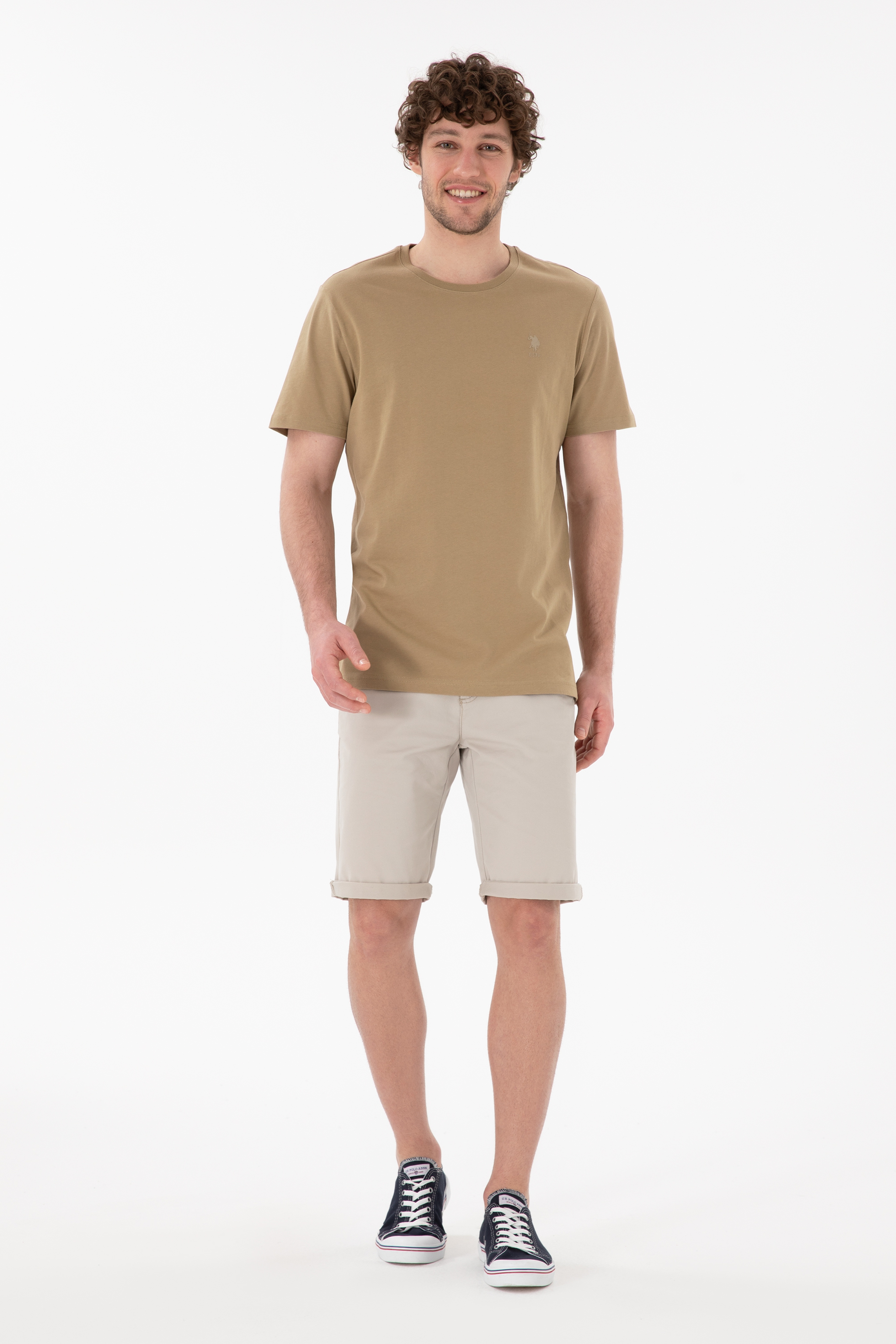 Erkek Regular Fit Bisiklet Yaka Gri Basic Tişört