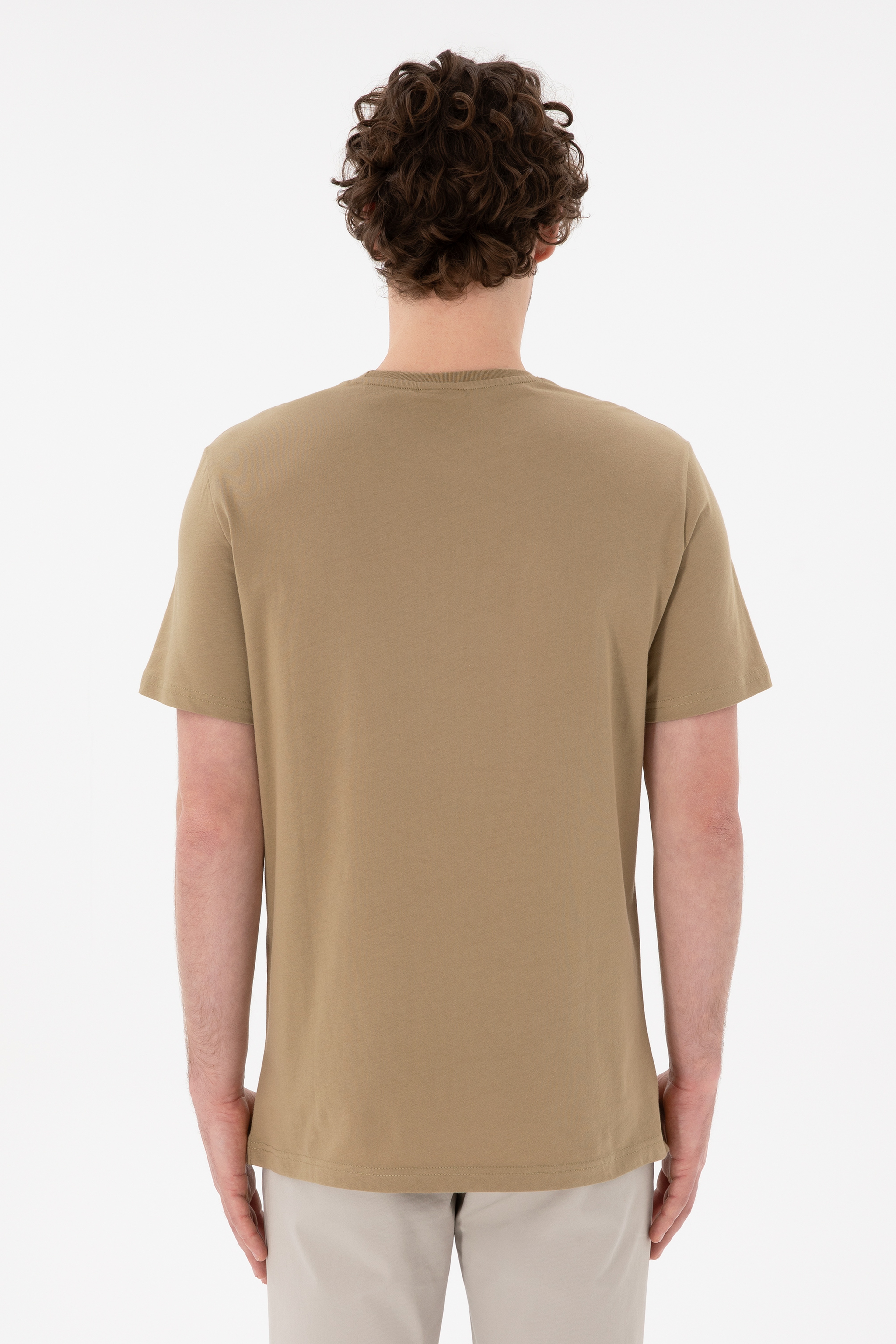 Erkek Regular Fit Bisiklet Yaka Gri Basic Tişört - Image 6