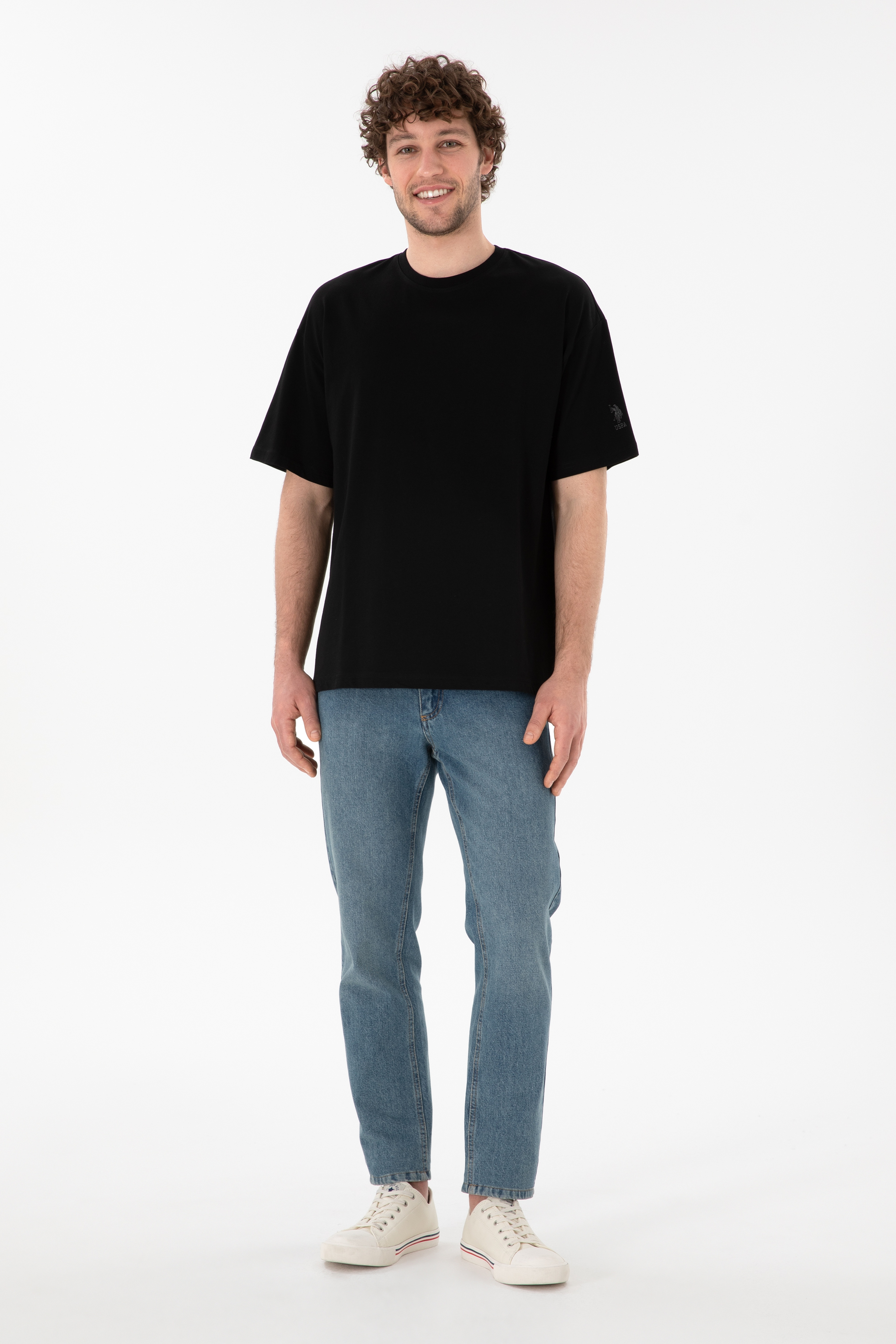 Erkek Oversize Fit Bisiklet Yaka Siyah Tişört