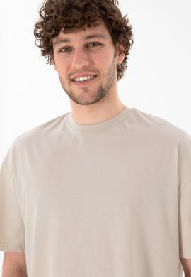 Erkek Long Fit Bisiklet Yaka Taş Basic Tişört - 50305988006