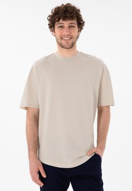 Erkek Long Fit Bisiklet Yaka Taş Basic Tişört - 50305988006