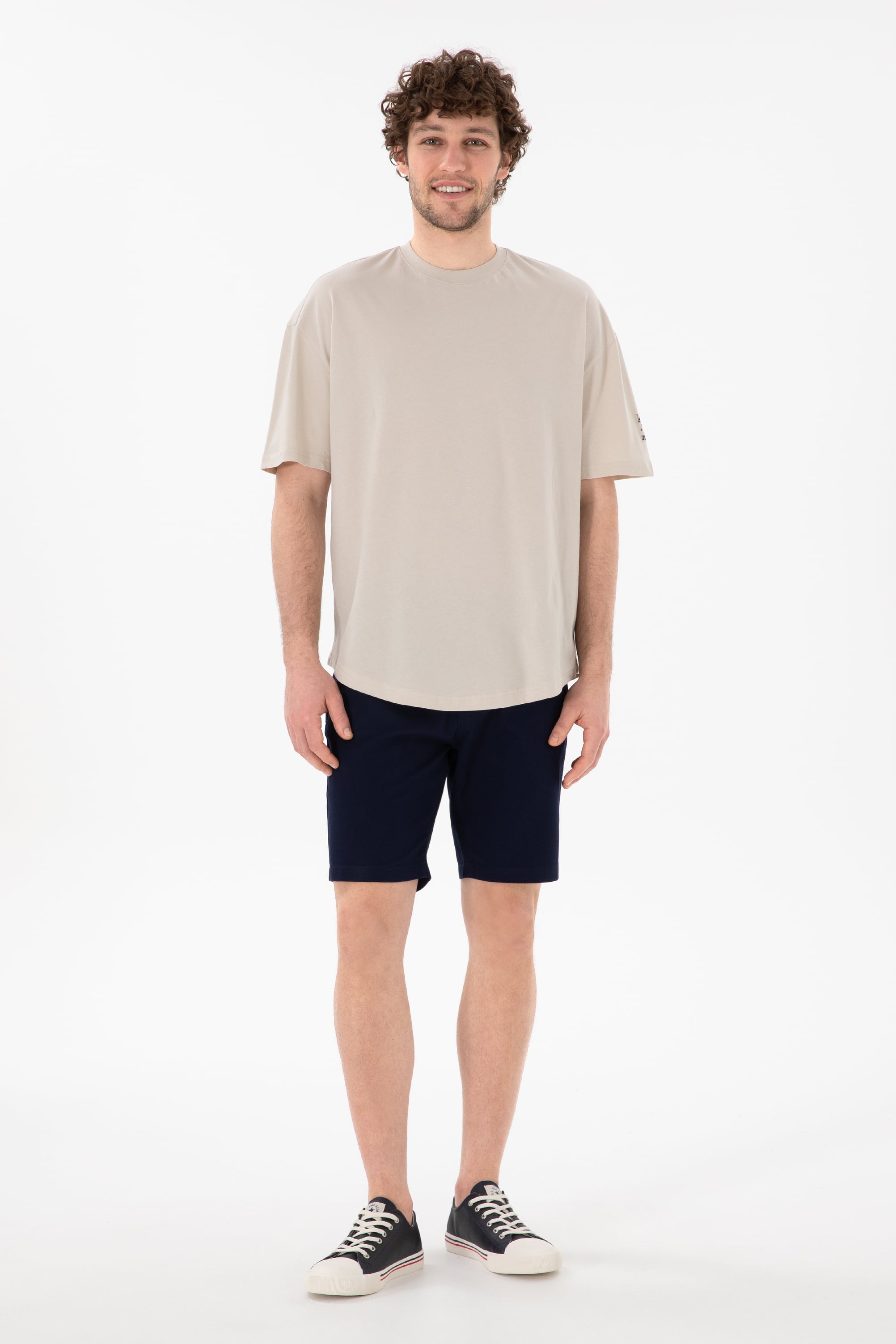 Erkek Long Fit Bisiklet Yaka Taş Basic Tişört - Image 5