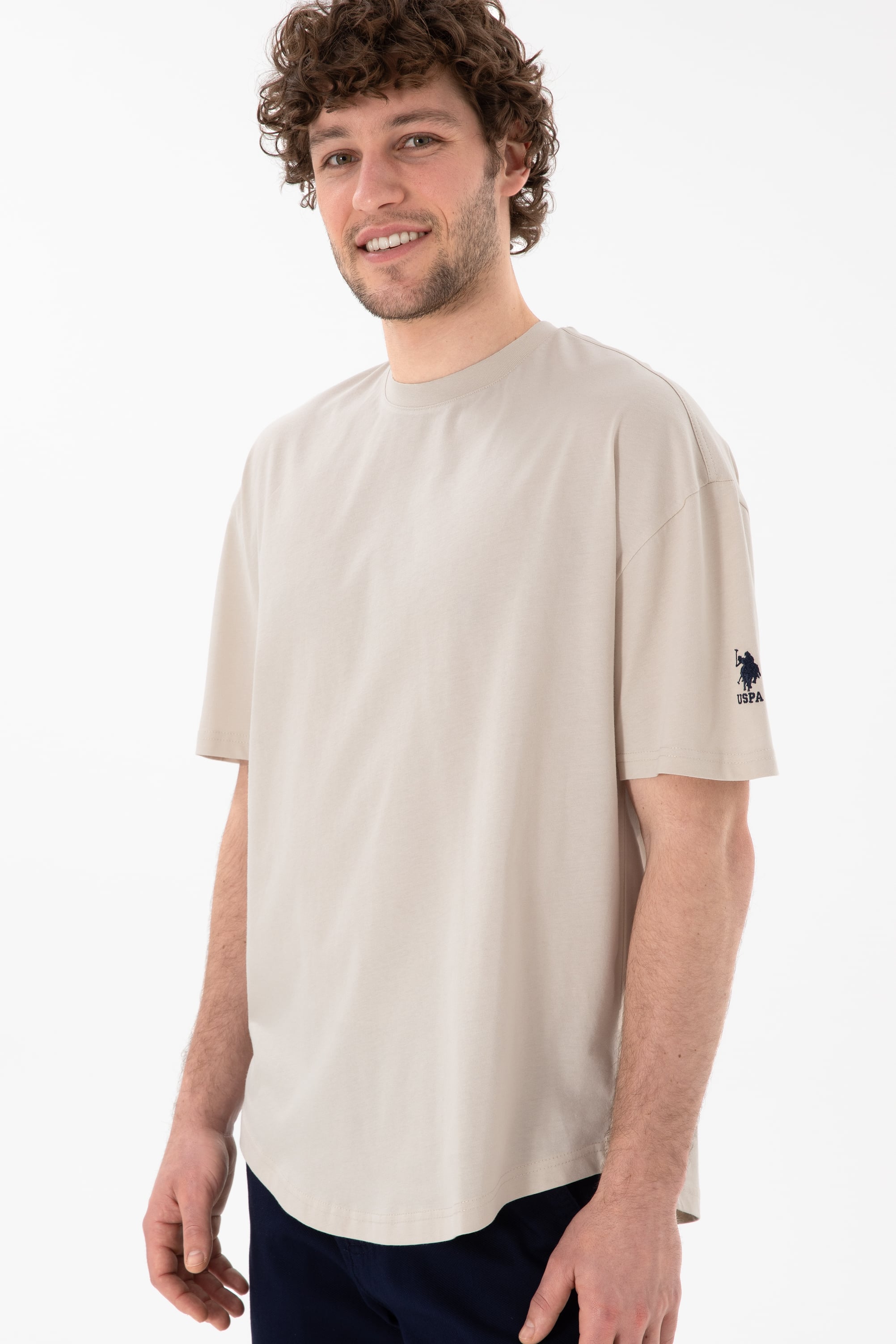 Erkek Long Fit Bisiklet Yaka Taş Basic Tişört - Image 4