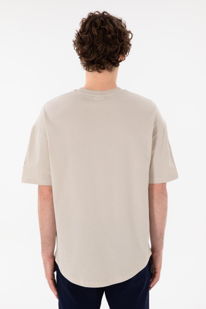 Erkek Long Fit Bisiklet Yaka Taş Basic Tişört - 50305988006