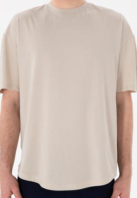 Erkek Long Fit Bisiklet Yaka Taş Basic Tişört - 50305988006