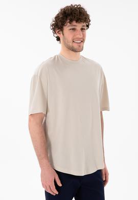 Erkek Long Fit Bisiklet Yaka Taş Basic Tişört - 50305988006