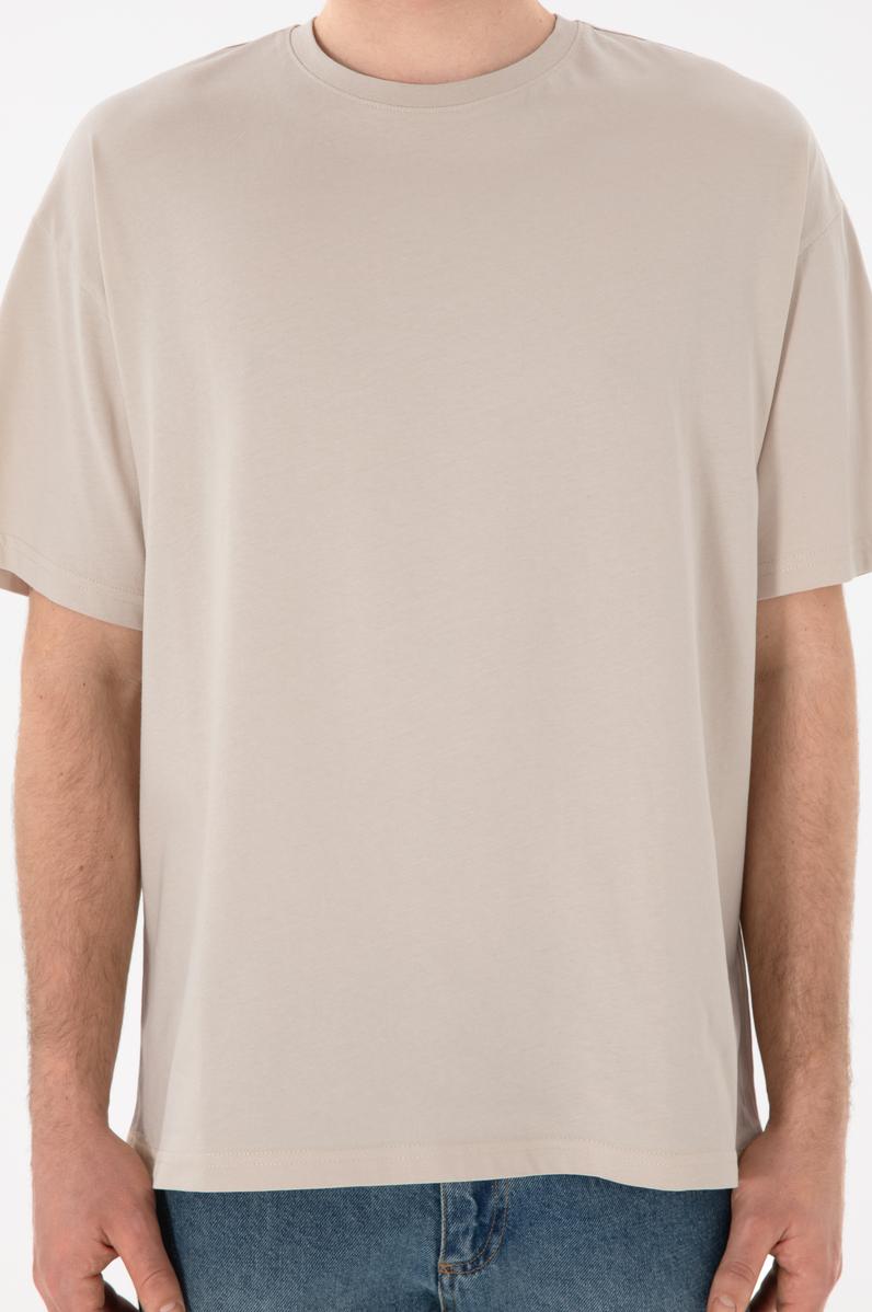 Erkek Oversize Fit Bisiklet Yaka Taş Tişört