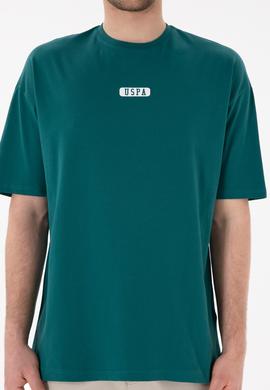 Erkek Oversize Fit Bisiklet Yaka Koyu Yeşil Tişört - 50305923047