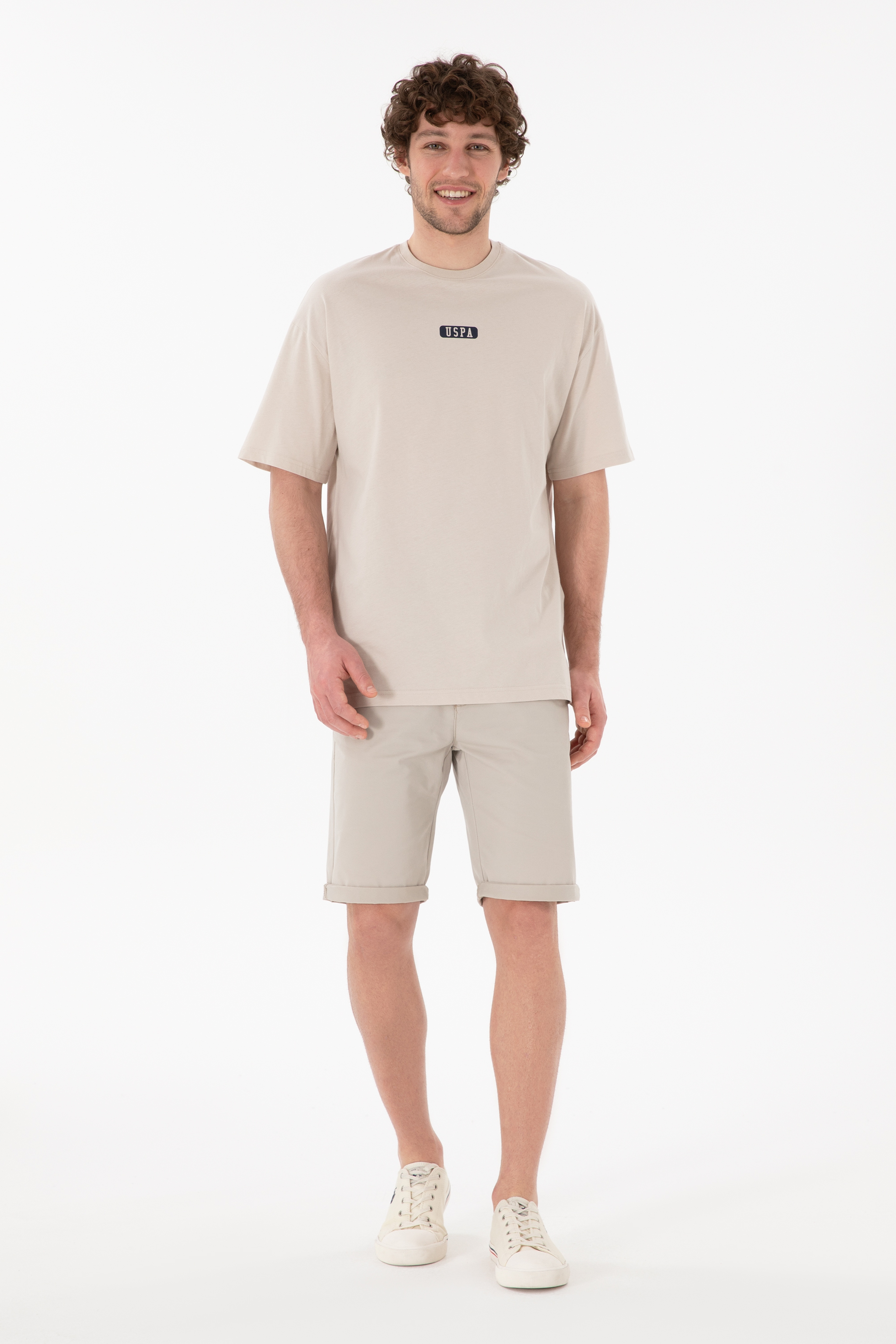 Erkek Oversize Fit Bisiklet Yaka Taş Tişört - Image 5