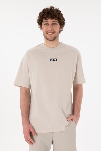 Erkek Oversize Fit Bisiklet Yaka Taş Tişört