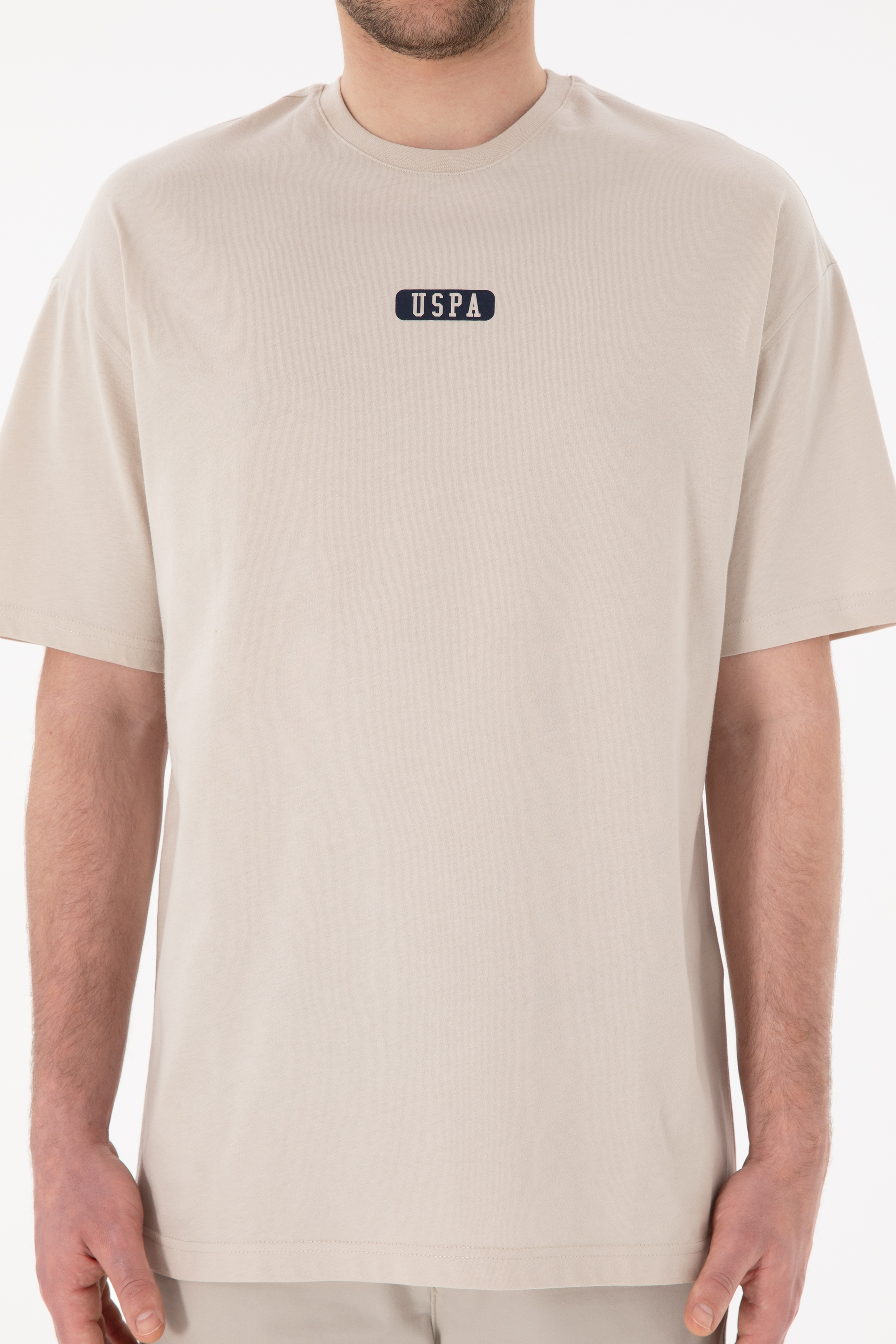 Erkek Oversize Fit Bisiklet Yaka Taş Tişört - Image 7