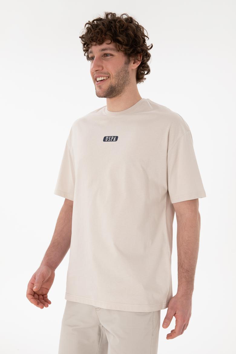 Erkek Oversize Fit Bisiklet Yaka Taş Tişört - 50305923107