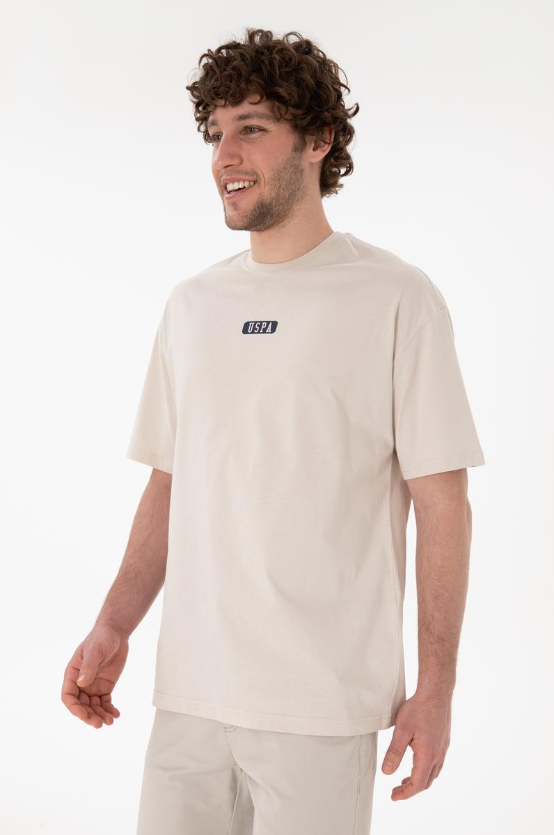 Erkek Oversize Fit Bisiklet Yaka Taş Tişört