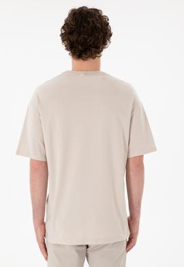 Erkek Oversize Fit Bisiklet Yaka Taş Tişört - 50305923107