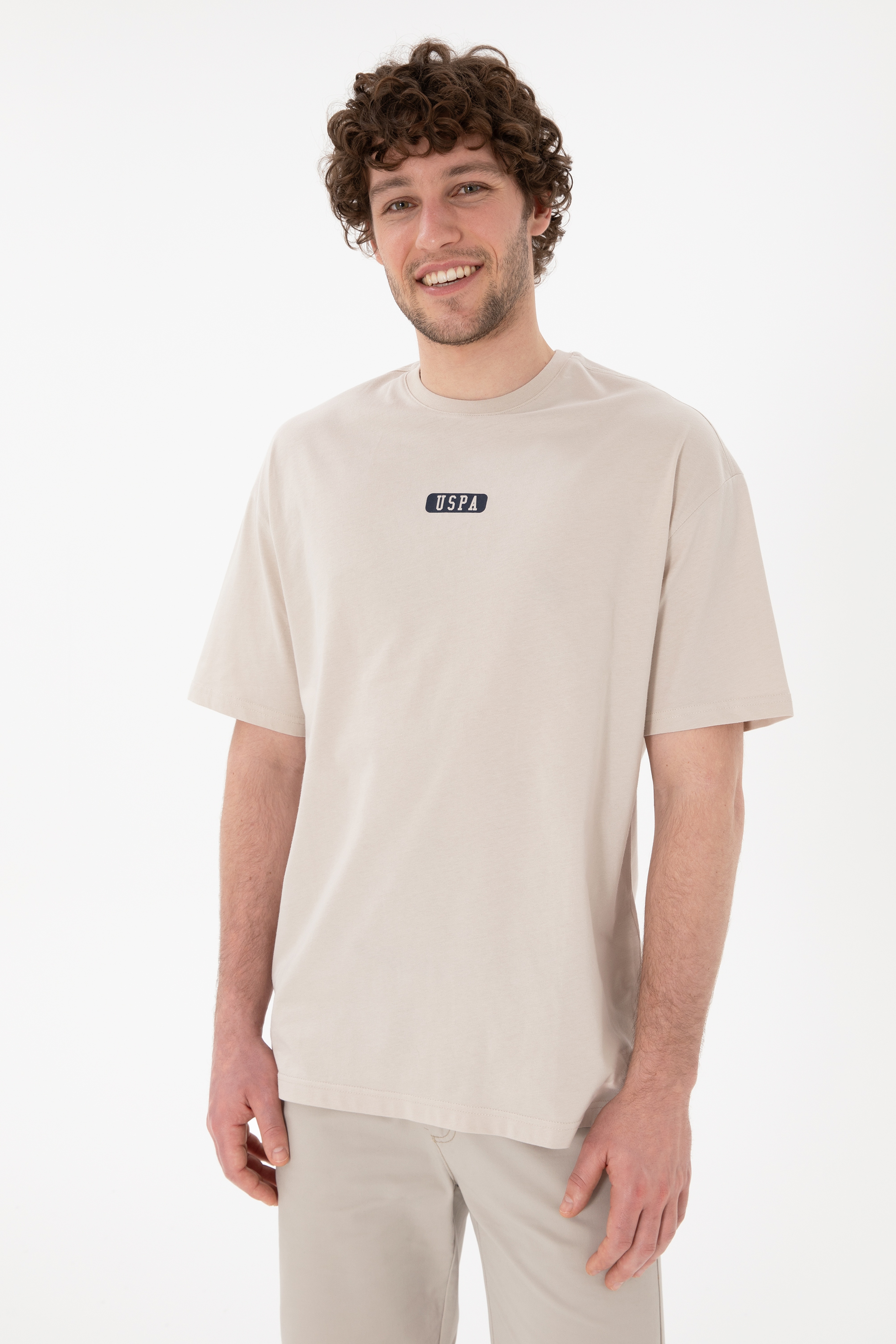 Erkek Oversize Fit Bisiklet Yaka Taş Tişört - Image 4