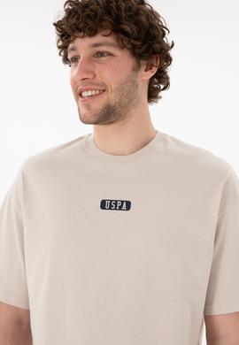 Erkek Oversize Fit Bisiklet Yaka Taş Tişört - 50305923107