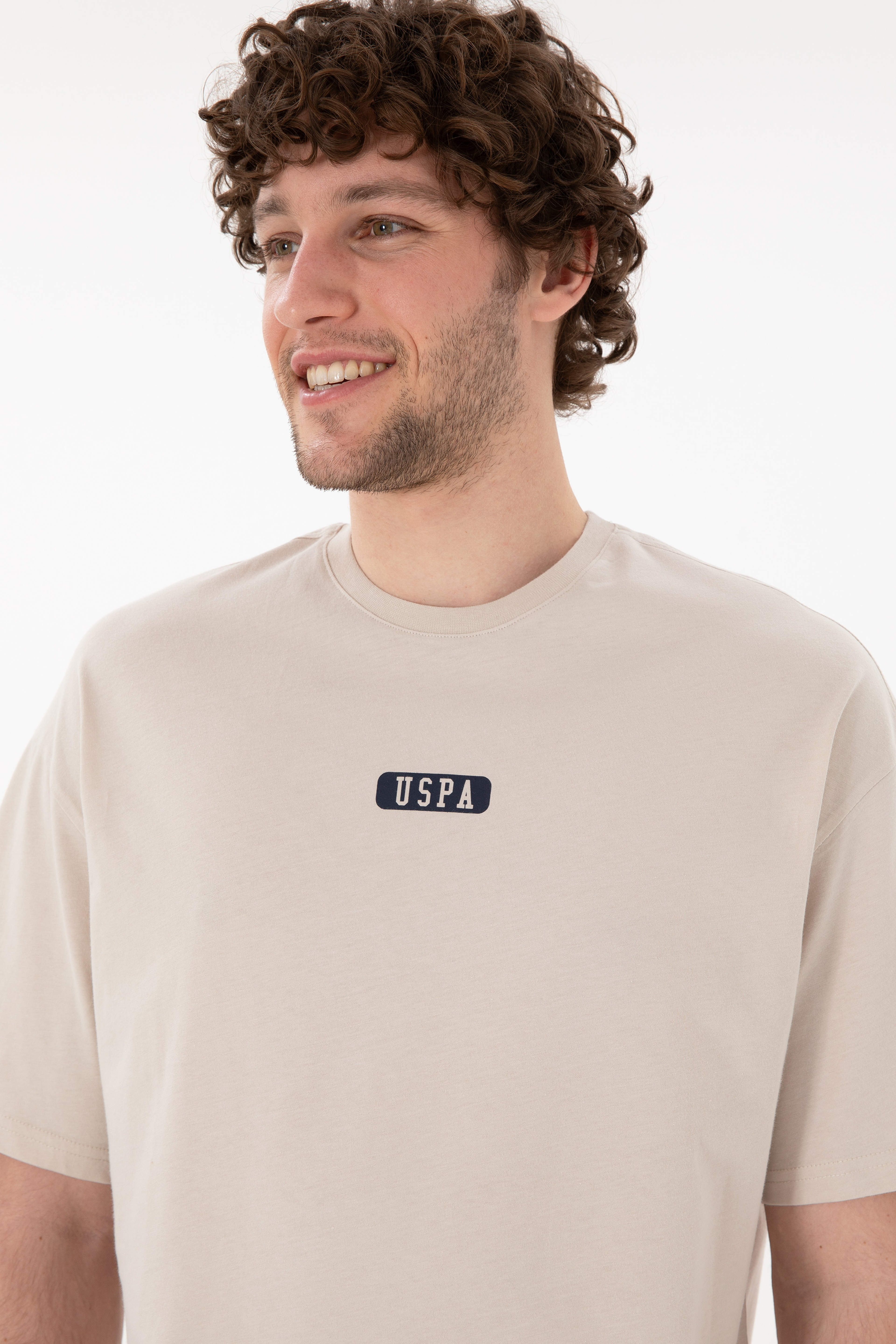 Erkek Oversize Fit Bisiklet Yaka Taş Tişört - Image 3