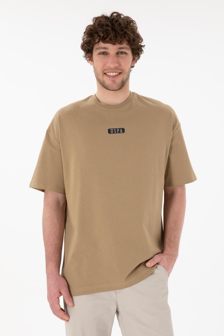 Erkek Oversize Fit Bisiklet Yaka Haki Tişört